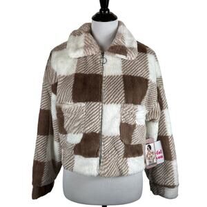 CI Sono Outerwear Faux Fur Crop Jacket, NWT, Size medium